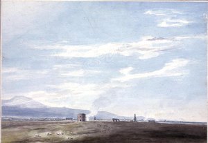 Sepulkrální pozůstatky v Campagna poblíž Říma, kolem roku 1783 (akvarel přes tužku na papíře) od John Robert Cozens