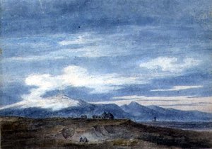 Pastýřská chýše na hranici Pontinských bažin, mezi Valetri a Terracinou (akvarel na papíře) od John Robert Cozens