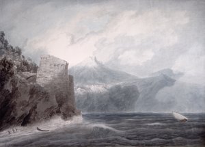 Zámek Salerno, poblíž Cetara (akvarel na papíře) od John Robert Cozens
