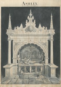 Ashley Church - Ashley Tomb: pero a lavírovaná kresba, nd [?19. století] (kresba) od John Robert Fernyhough