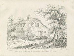 Rugeley - Chata poblíž Old Cannock Wood Forges: kresba perem a tuší od John Robert Fernyhough