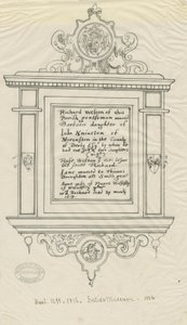 Rugeley Church (starý) - Památník Richarda Westona: obkreslování perem a inkoustem od John Robert Fernyhough