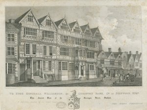 Stafford - Starověký "High House": litografie a [19. století] od John Robert Fernyhough