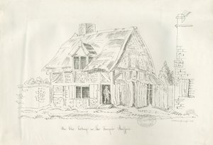 Stafford - Old Cottage in the Foregate: kresba perem a tuší od John Robert Fernyhough