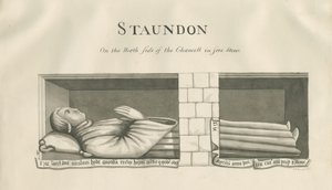 Standon Church – Nástěnná hrobka Nicholase Hyda: sépiová kresba, nd [19. století] od John Robert Fernyhough