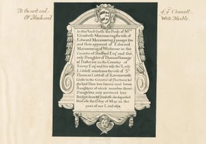 Whitmore Church – Tablet paní Elizabeth Mainwaringové: perokresba, nd [19. století] od John Robert Fernyhough