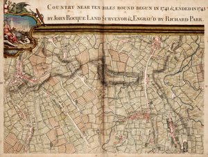 Mapa Highgate, Kentish Town, Holloway, Tottenham a Newington od John Rocque