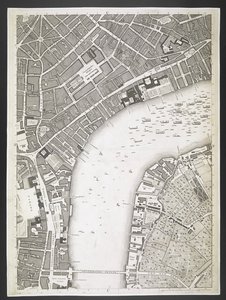 Plán Londýna, Strand, Westminsterský most,  Plán měst Londýna a Westminsteru a čtvrti Southwark; : se sousedními budovami; Ze skutečného průzkumu / pořízeného JOHN ROCQUE, Land-Surveyor, a Engraved by John Pine,  John Rocq od John Rocque