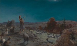 David, budoucí král Izraele, když byl pastýřem v Betlémě od John Rogers Herbert