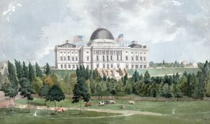 Západní fronta Kapitolu Spojených států s krávami v popředí 1831 (olej na plátně)