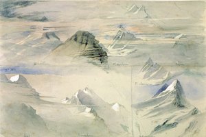 Alpine Peaks: Jungfrau a další, 1846 od John Ruskin