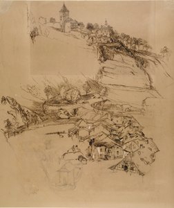 Fribourg, Švýcarsko: Náčrt pera, červenec nebo srpen - září 1856 od John Ruskin