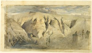 Mont Saleve, asi 1840 (akvarel na krémovém vliesovém papíře, položeno na krémovém vliesovém papíře) od John Ruskin