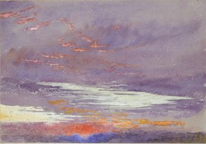 Studie úsvitu: fialová oblaka, březen 1868 od John Ruskin