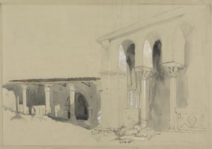 The Great Square at Torcello, 1850 (pero, inkoust a pero přes grafit s kvašem na hnědém tkaném papíru) od John Ruskin