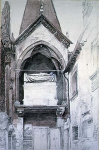 Hrobka Cangrande I, Santa Maria Antica, Verona (tužka a akvarel na papíře) od John Ruskin