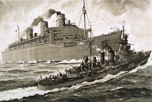 Queen Mary narazí na křižník Curacoa od John S. Smith