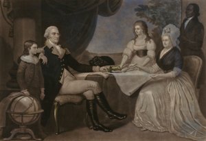 George Washington a jeho rodina od John Sartain