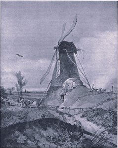 Větrný mlýn v Lincolnshire (barva litho) od John Sell Cotman