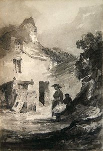 Stará chalupa v Dolgelly (tužka a šedá barva na papíře) od John Sell Cotman