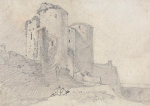 Hrad Beeston, Cheshire: Vchod do hradu od John Sell Cotman