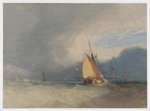 Lodě u pobřeží, blížící se bouře od John Sell Cotman