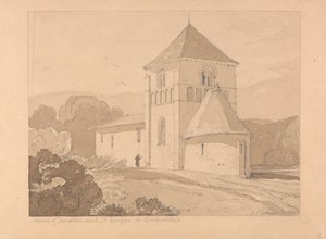 Kostel Yainville, poblíž Saint Georges de Boscherville, Normandie od John Sell Cotman