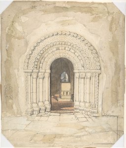 Vchod, kostel v Heckinghamu od John Sell Cotman