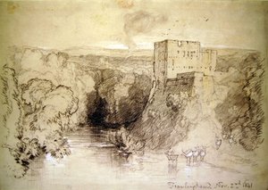 Framlingham: hrad a řeka od John Sell Cotman
