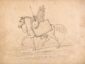 Kůň naložený uměleckými potřebami od John Sell Cotman