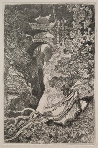 Liber Studiorum: Ďáblův most, Cardiganshire od John Sell Cotman