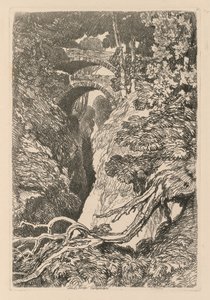 Liber Studiorum: Talíř 10, Ďáblův most, Cardinganshire od John Sell Cotman