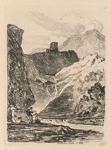 Liber Studiorum: Plate 12, Dolbadern Castle, Llanberris Lake, North Wales, 1838. od John Sell Cotman