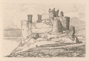 Liber Studiorum: Plate 25, hrad Harlech, IN. Wales od John Sell Cotman