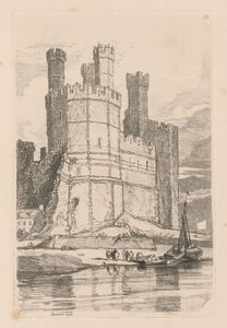 Book of Studies: Plate 28, Caernarvon Castle, N. Wales, 1838 od John Sell Cotman