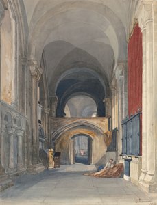 Norwichská katedrála: Interiér severní lodi chóru, pohled na východ od John Sell Cotman