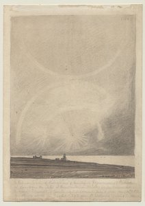 Recto: Efekt parhelia pozorovaný z majáku Hunstanton 6. července 1816 od John Sell Cotman