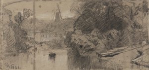 Říční krajina, pravděpodobně poblíž Thorpe, Norfolk od John Sell Cotman