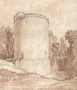 Kulatá věž, hrad Lillebonne, Normandie od John Sell Cotman