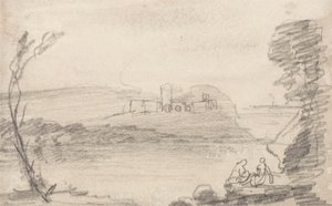 Zřícenina na jezeře, způsobem Richarda Wilsona od John Sell Cotman