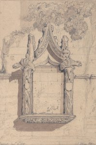 Socha na domě na severní straně katedrály v Bayeux od John Sell Cotman