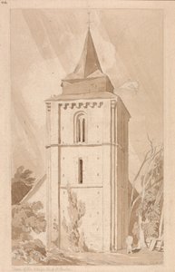 Věž vesnického kostela Saint Maclou, Normandie od John Sell Cotman