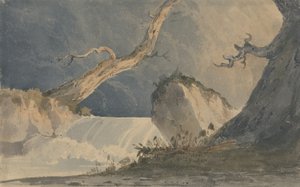 Vodopád v pusté krajině (akvarel na papíře) od John Sell Cotman
