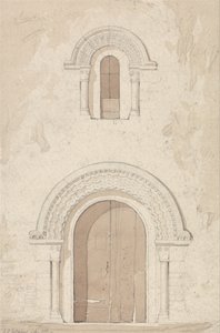 Západní dveře a okno v kostele Ham u Valognes, Normandie od John Sell Cotman