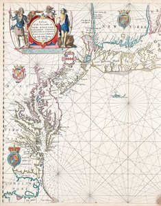 Mapa mořského pobřeží Nové Anglie, New Jersey, Virginie, Marylandu a Karolíny od mysu Cod po mys Hatteras.