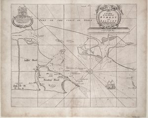 Mapa Bombaje a Sallsetu od Samuela Thorntona, hydrografa Východoindické společnosti, poprvé vydaná kolem roku 1685. od John Seller
