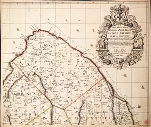 Nová a přesná mapa ostrova Barbados v Americe podle průzkumu Williama Mayo z let 1717 až 1721.