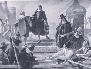 Let pěti členů, ilustrace z The History of the British People vydané nakladatelstvím Waverley, kolem roku 1940 (litho) od John Seymour Lucas
