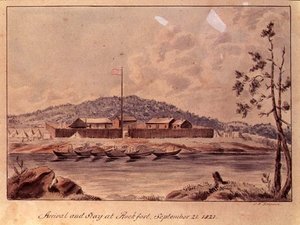 Příjezd a pobyt v Rockfortu, 1821 (čb na papíře)
