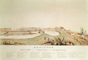 Manitoba, ukazující obchodní stanici Hudson Bay Company, 1871
